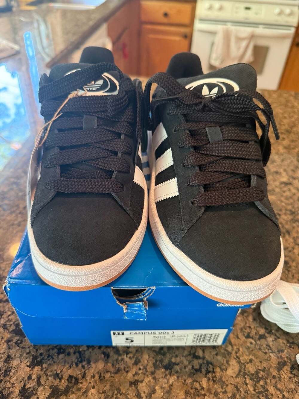 adidas Originals Campus 00s J Sneakers - Black/White, Size 5 big kids